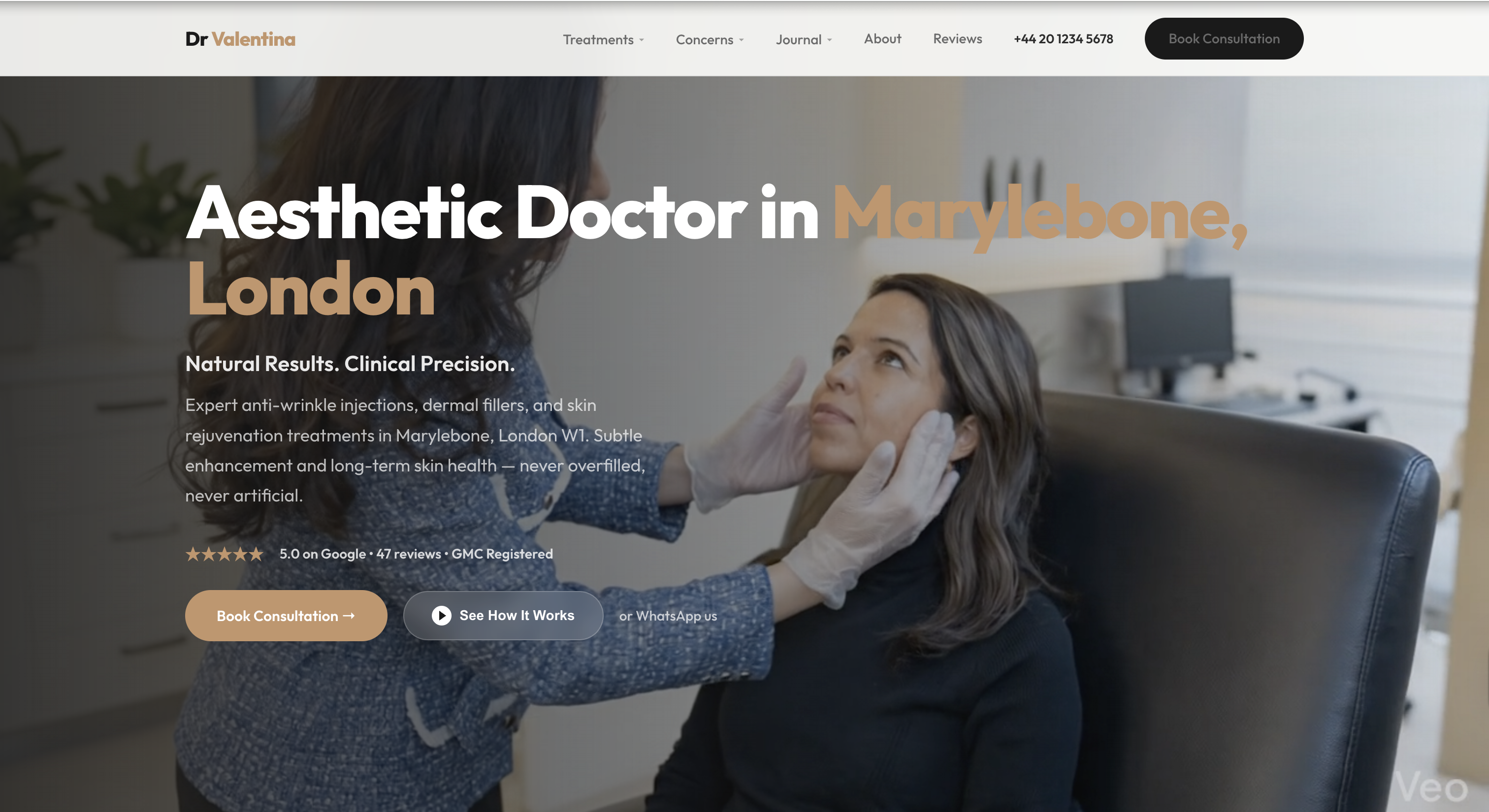 Premium practitioner website hero